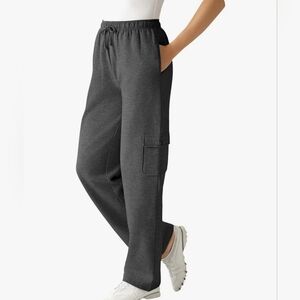 NWOT Woman Within Better Fleece Cargo Sweatpant Pant Charcoal Jogger Size M